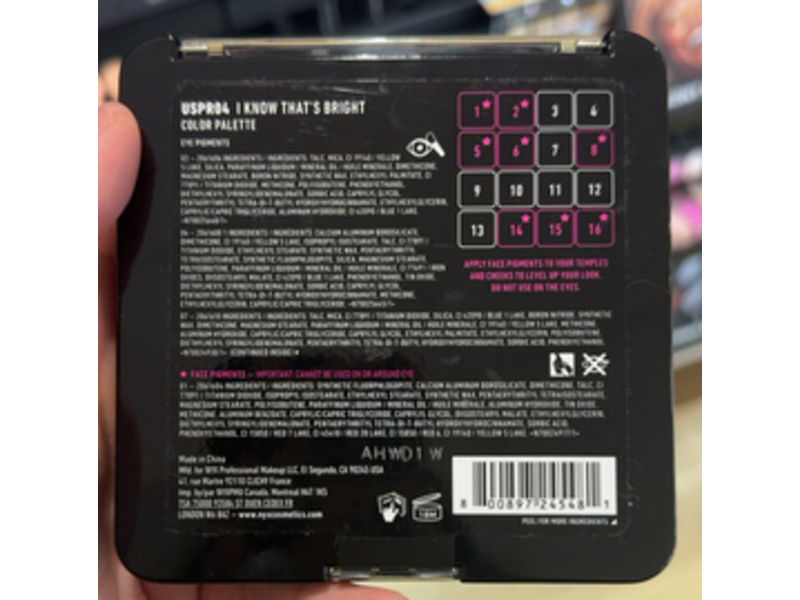 NYX Professional Makeup Ultimate Shadow Palette, I Know That's Bright, 0.02 oz/0.8 g