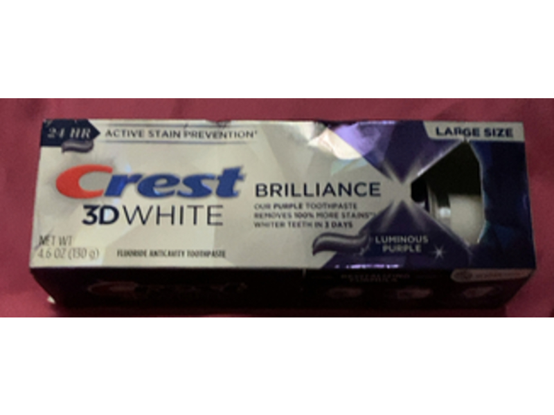 Crest 3D White Brilliance Toothpaste, Luminous Purple, 4.6 oz/130 g, Pack Of 3