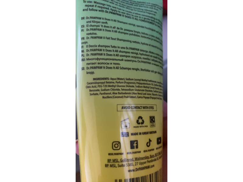 Dr.Pawpaw It Does It All Multipurpose Shampoo, Natural Pawpaw, 6.76 fl oz/200 mL