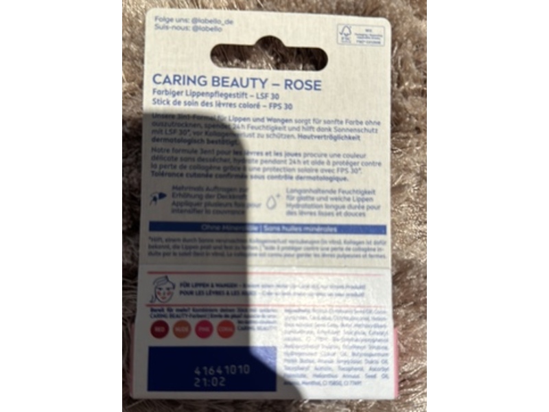 Labello Lip Care Caring Beauty, Rose, SPF 30, 4.8 g