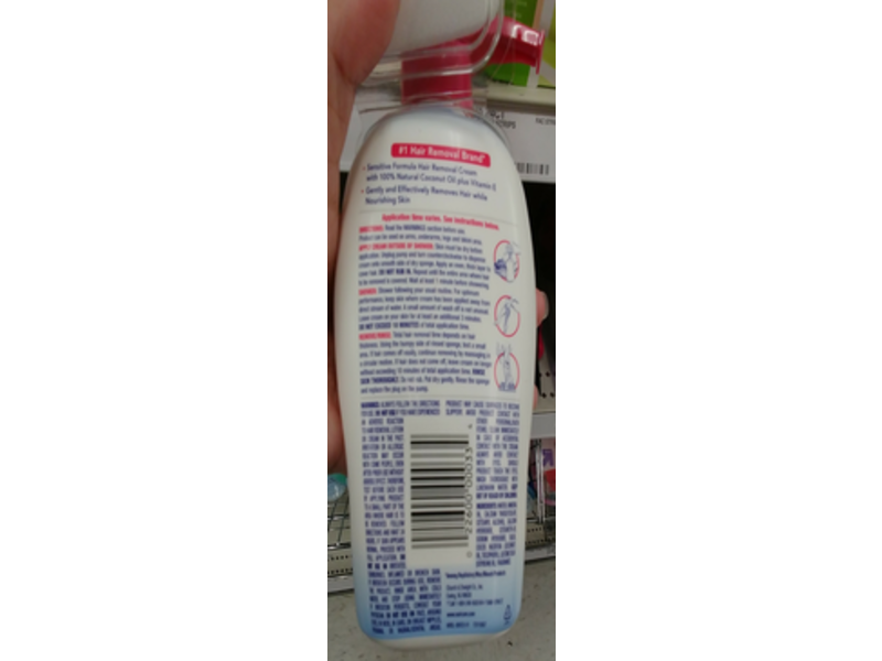 Nair Hair Remover Sensitive Formula Shower Power, Coconut Oil, 12.6 oz