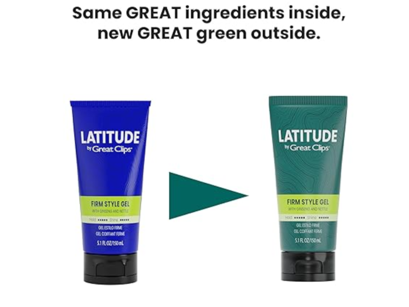 Latitude By Great Clips Firm Style Gel, Ginseng & Nettle, 5.1 fl oz/150 mL