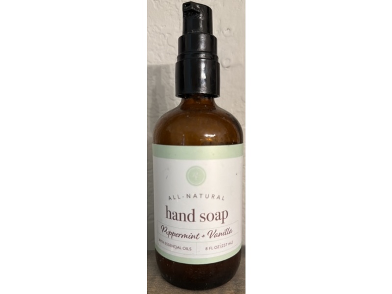 All Natural Hand Soap, Peppermint + Vanilla, 8 fl oz/237 mL