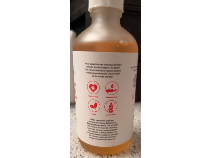 Active Essentials Exfoliating+Brightening Face Cleanser, Honey Turmeric, 8 fl oz/237 mL