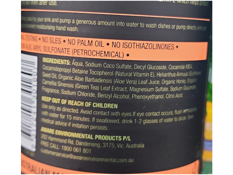 Organic Choice Dish & Hand Wash, Tangerine Peel, Chamomile &Sage, 34 fl oz/1 L