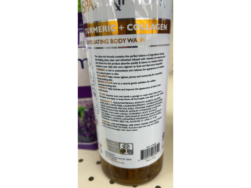 Spascriptions Exfoliating Body Wash, Turmeric + Collagen, 33 fl oz/976 mL