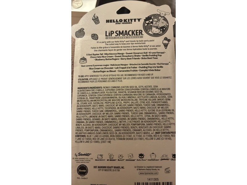 Lip Smacker Sanrio Hello Kitty & Friends Lip Balms, 1.4 oz/40 g, Pack Of 10