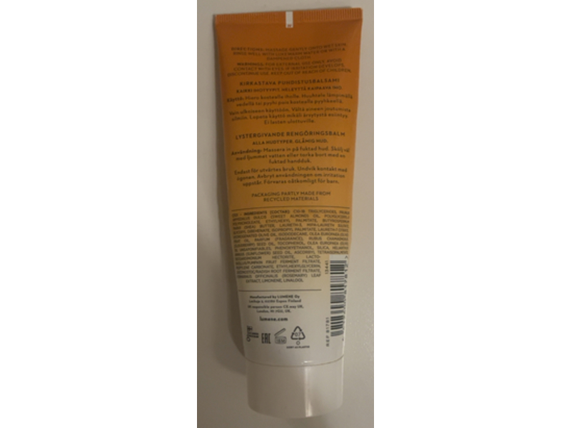 Lumene Pure Glow Cleansing Balm, Vitamin C & Arctic Cloudberry, 4.2 fl oz/125 mL
