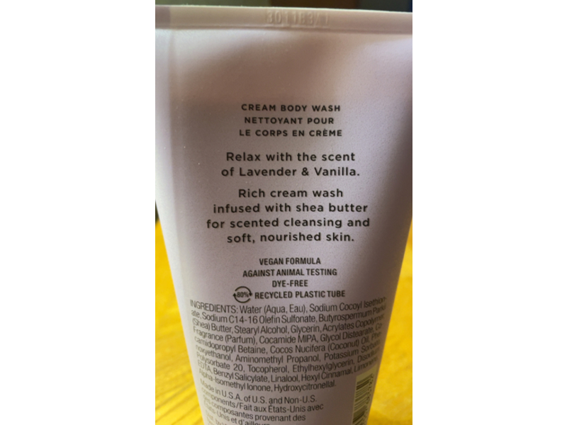 Victoria's Secret Lavender & Vanilla Relax Cream Body Wash, Shea Butter, 8 fl oz/236 mL