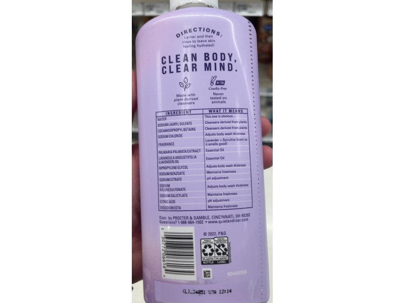 Quiet & Roar Body Wash, Relax Lavender + Spirulina, 20.2 fl oz/600 mL