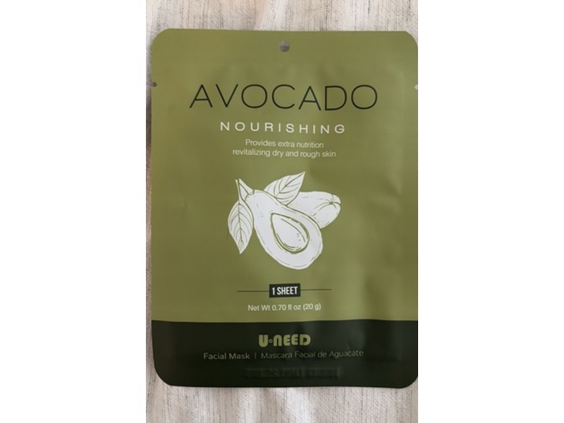 Uneed Nourishing Facial Mask, Avocado, 0.70 fl oz/20 g