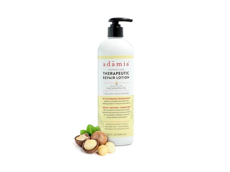 Adamia Therapeutic Repair Lotion, Macadamia Oil, Fragrance Free, 15 fl oz/444 mL