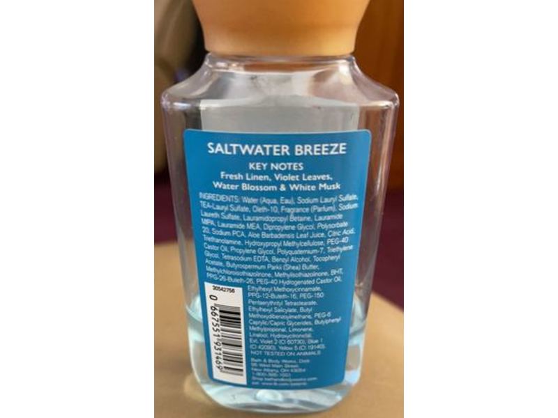 Bath & Body Works Saltwater Breeze Shower Gel, Shea + Vitamin E, 3 fl oz/88 mL