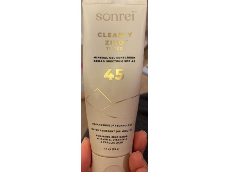 Sonrei Clearly Zinq Tinted Mineral Gel Sunscreen, SPF 45, 3.4 oz/96 g