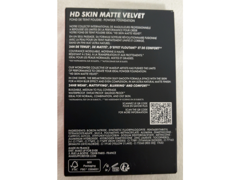 Make Up For Ever Hd Skin Matte Velvet Powder Foundation, 4N68 Coffee, 0.38 oz/11 g