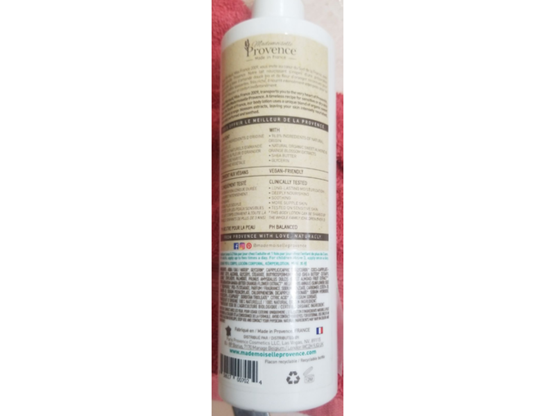 Mademoiselle Provence Sensitive Skin Body Lotion, 13.5 fl oz/400 mL