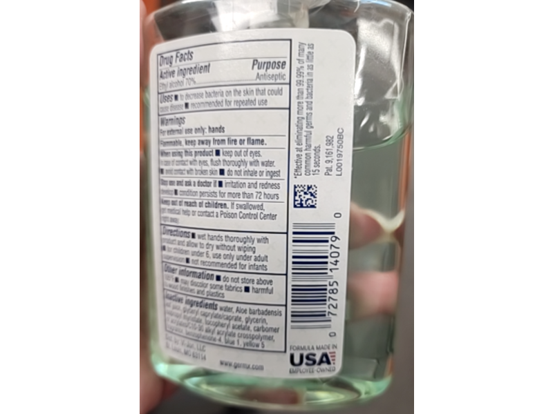 Germ-X Hand Sanitizer, Aloe, 8 fl oz/236 mL, Pack Of 6