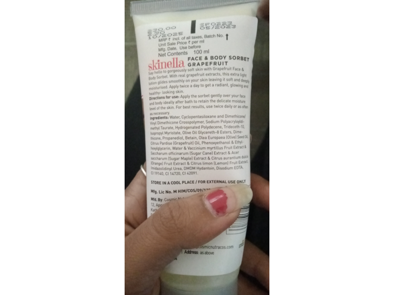 Skinella Face & Body Sorbet, Grapefruit, 100 mL