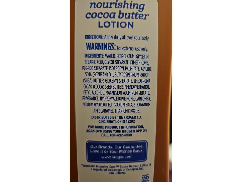 Kroger Nourishing Cocoa Butter Lotion, Cocoa Butter, 20.3 fl oz/600 mL