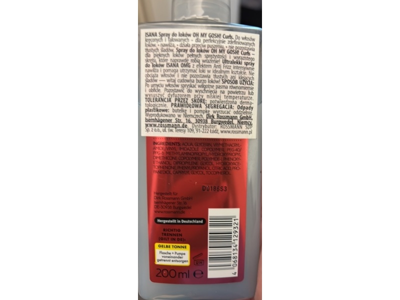 Isana Oh My Gosh Curl Styling Spray, 200 mL