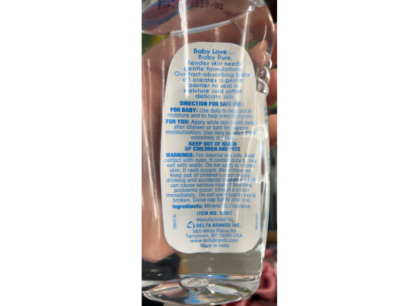 Baby Love By Personal Care Pure & Gentle Baby Oil, 10 fl oz/296 mL