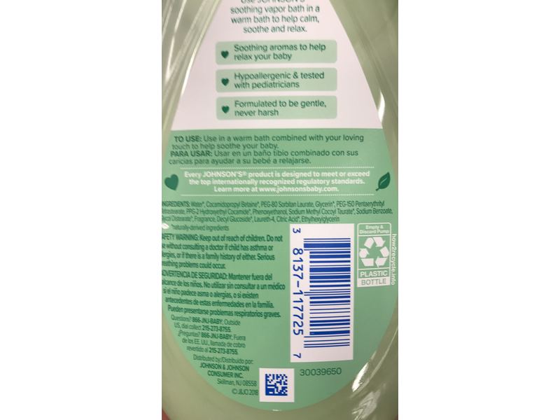 Johnson’s Baby Soothing Vapor Bath, 13.6 fl oz/400 mL