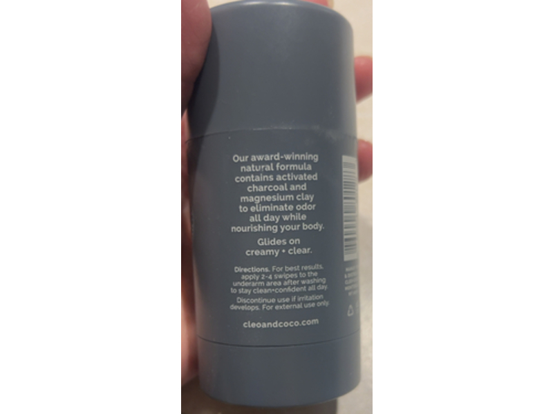 Cleo+Coco Natural Deodorant, Charcoal +Magnesium, 2.5 oz/71 g