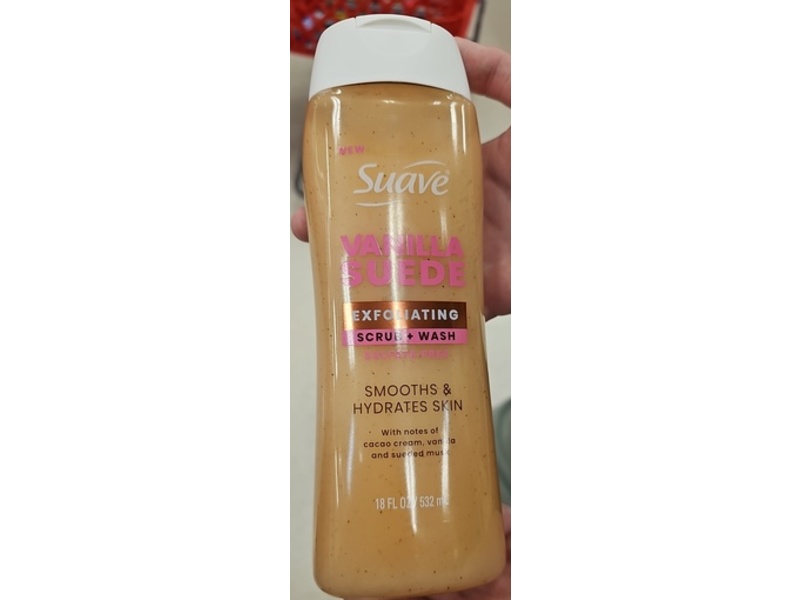 Suave Exfoliating Scrub + Wash, Vanilla Suede, 18 fl oz/532 mL