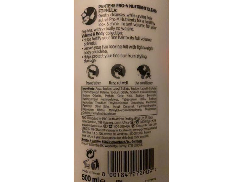 Pantene Pro-V Shampoo, Volume & Body, 500 mL