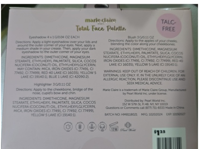 Marie Claire Paris Total Face Palette, Natural Charm