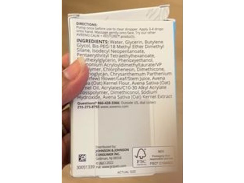 Aveeno Calm + Restore Serum, Triple Oat, 1 fl oz/30 mL