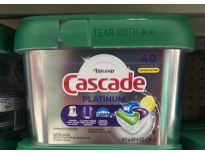 Cascade Platinum Dishwasher Detergent, Lemon Scent, 40 Pacs, 21.6 oz/612 g