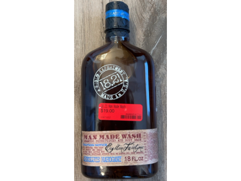 18.21 Man Made Original Absolute Mahogany 3-In-1 Body Wash, 18 fl oz/532 mL