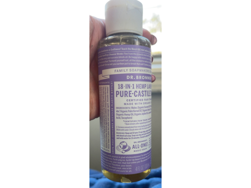 Dr. Bronner's 18-In-1 Pure-Castile Soap, Hemp Lavender, 4 fl oz/118 mL