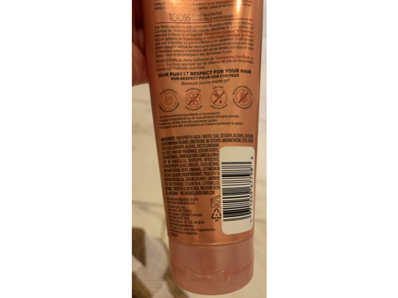 L'Oreal Paris Ever Pure Bond Strengthening Conditioner, 6.8 fl oz/200 mL