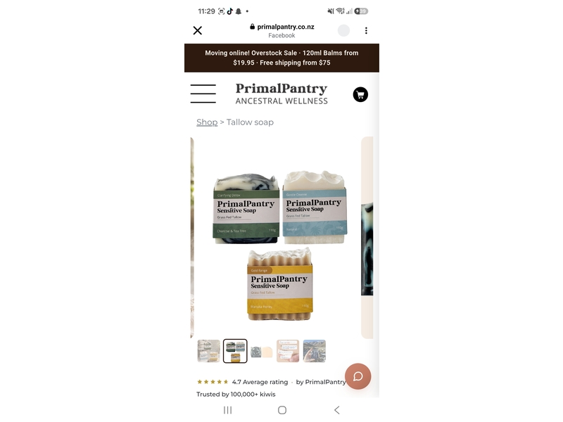 PrimalPantry Clarifying Detox Sensitive Soap, Charcoal & Tea Tree, 110 g