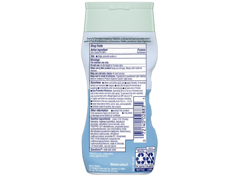 Coppertone Pure & Simple Mineral Sunscreen, SPF 50, 6 fl oz/177 mL