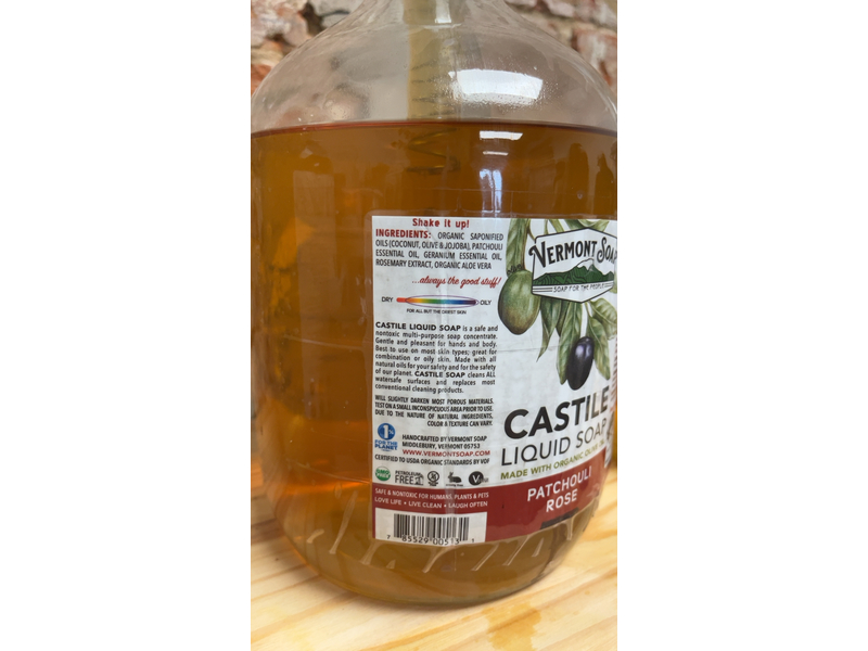 Vermont Soap Castile Liquid Soap, Patchouli Rose