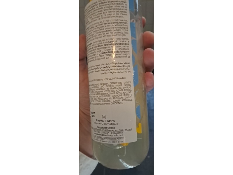 Klorane Bebe Gentle Cleansing Gel, Calendula, 16.9 fl oz/500mL