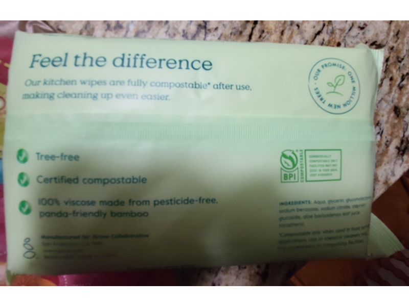 Grove Co tree Free Compostable Kitchen Wipes, 40 Wipes
