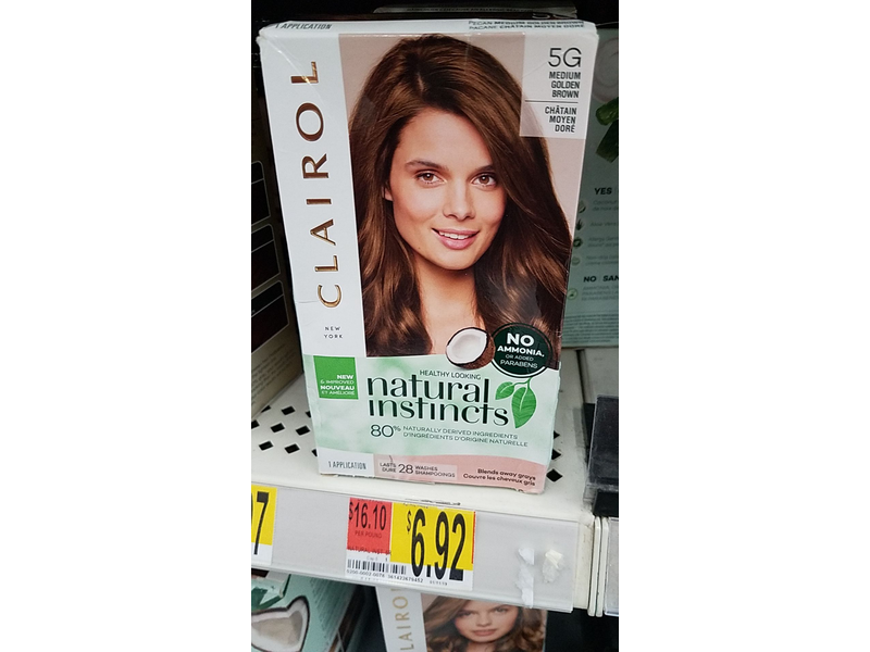 Clairol Natural Instincts Hair Color, 5G Medium Golden Brown, 1 Application.
