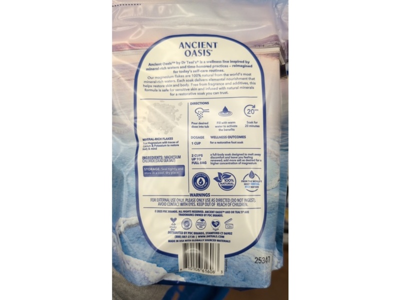 Dr Teal's Ancient Oasis Magnesium Flakes, Fragrance Free, 907 g