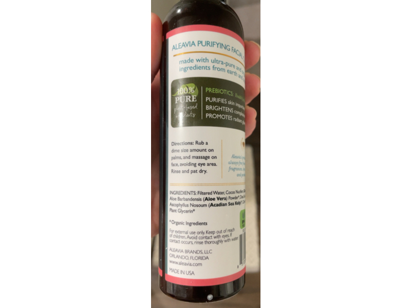 Aleavia Purifying Facial Cleanser, Acadian Sea Kelp + Coconut Oil, 8 fl oz/237 mL