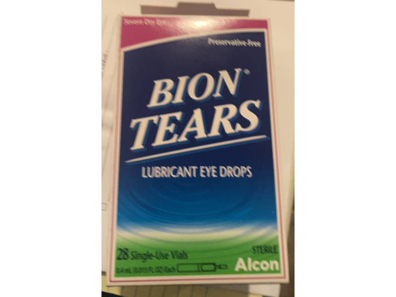 Alcon Bion Tears Lubricant Eye Drops, 0.015 fl oz/0.4 mL, Pack Of 2