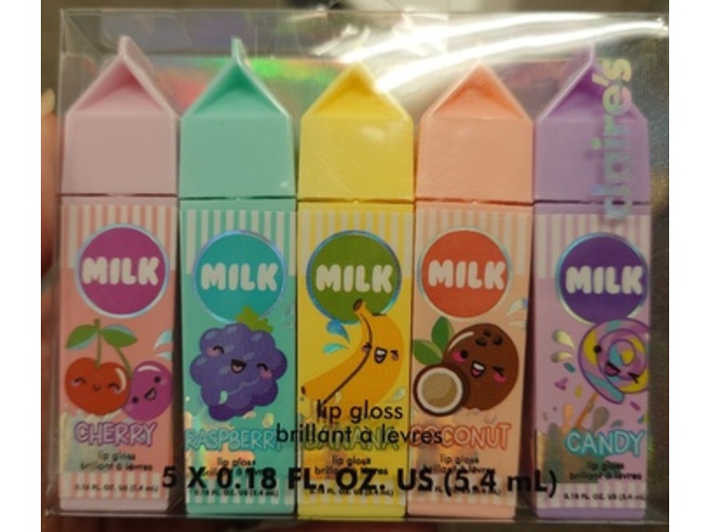 Claire's Milk Lip Gloss Set, 0.18 fl oz/5.4 mL, Set Of 5