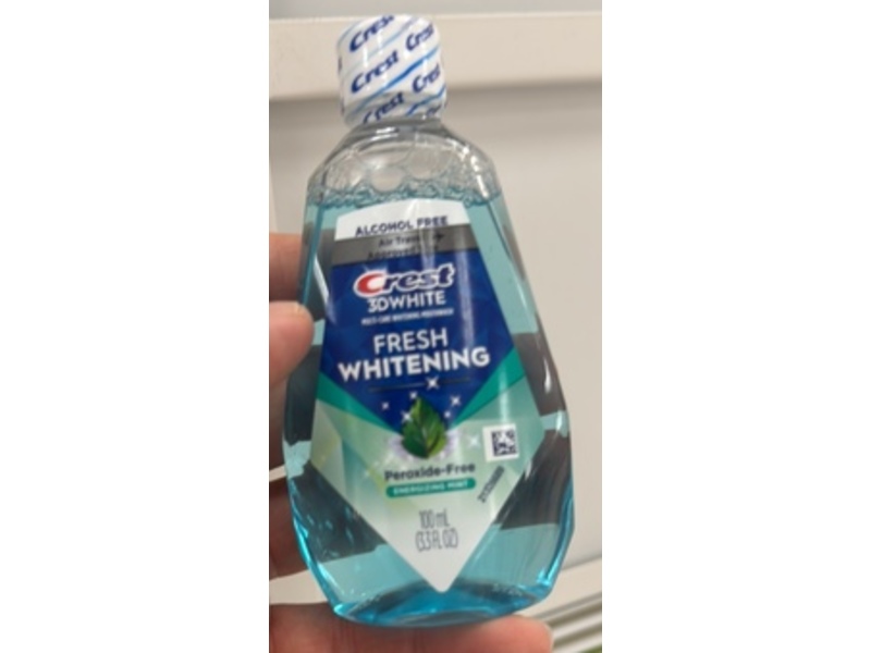 Crest 3D White Fresh Whitening Mouthwash, Energizing Mint, 3.3 fl oz/100 mL