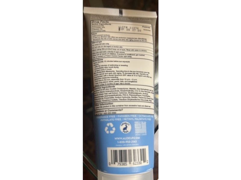 Aloe Up Sport Performance Sunscreen Lotion, SPF 30, 3 fl oz/89 mL