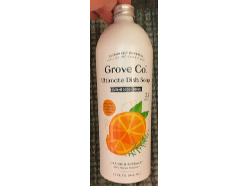 Grove Co. Ultimate Dish Soap, Orange & Rosemary, 32 fl oz/946 mL