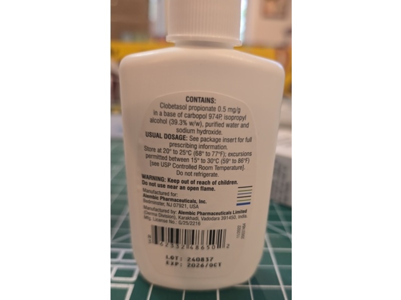 Clobetasol Propionate Topical Solution 0.05 %, 50 mL, Alembic (Rx)