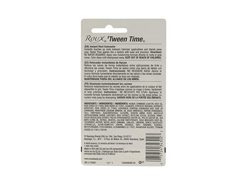 Roux Tween Time Instant Root Concealer Stick, Dark Brown, 0.28 oz/8 g